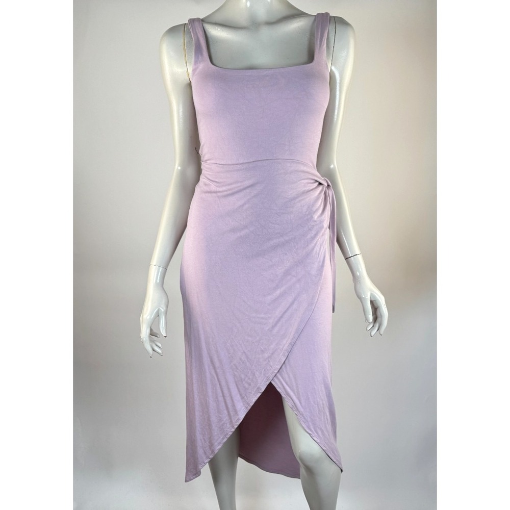 Wilfred Aritzia Saturn Midi Dress Women S EUC Stretch Viscose Square Neck Tie